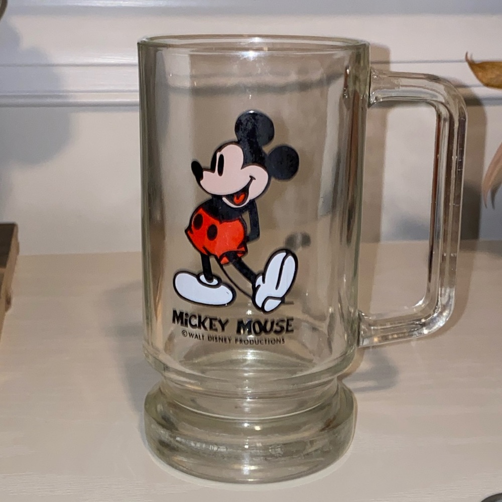 Vintage Mickey Mouse Glass Mug